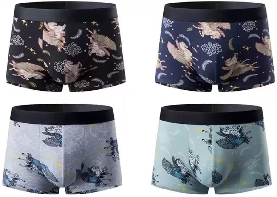 Men's Ultra Soft Brief Underwear Boxer Shorts Low Rise Underpants Trunks Elastic Waistband Multi Printed Multicolor (Pack of 4)-image-1