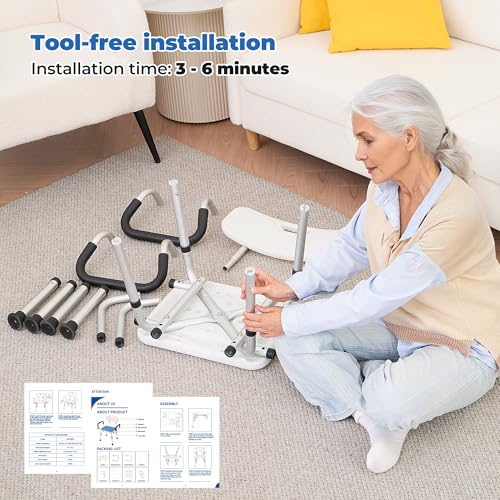 Careboda Duschhocker für senioren,Duschstuhl mit Armlehnen und Rückenlehne,Badhocker 136KG,Hocker höhenverstellbar,bis 136KG,Badestuhl für Senioren