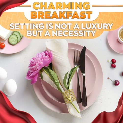 Image of Set of 100 Gold Napkin Rings - Rhinestone Napkin Ring Holders for Weddings, Parties, Fall Events & Table Decorations for Dinner Parties | Durable and Reusable, Great as Elegant Kitchen Gifts for Hosts