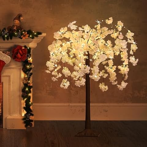 OUSHENG Lighted Cherry Blossom Tree 4FT Cover