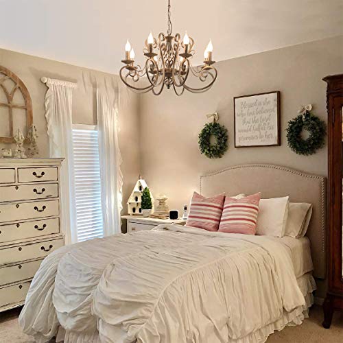 Ganeed Chandeliers,8 Lights French Country Pendant Chandelier,Rustic Vintage Metal Pendant Light Fixture Adjustable Hanging Lighting,Living Room Light,Kitchen Chandelier thumb #1