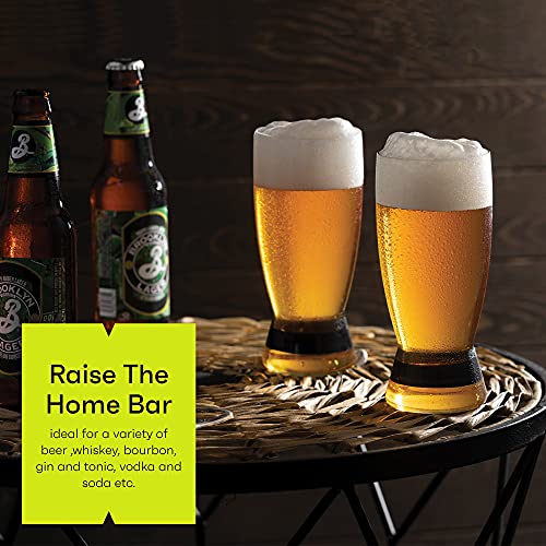 20 Ounce Beer Drinking Glasses Set of 4 | Beautiful Elegant Pint Glass Set with Color Bottoms, Made in Europe | These Glass Tumblers Make a Great Gift Idea for Beer & Cocktail Connoisseurs - Thumbnail 5