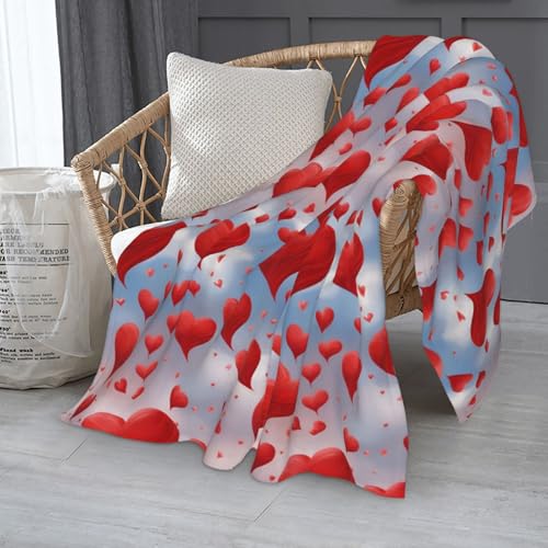 Plaid lit moelleux cœurs rouges couverture canapé hiver cocooning - 8