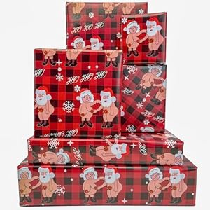 Vnaaem Funny Christmas Wrapping Paper for Women Girls Boys Men – Naughty Santa Wrapping Paper Inappropriate Gift Wrap for Winter Birthday Holiday – 20 X 28 Inches (6 Folded Sheet)
