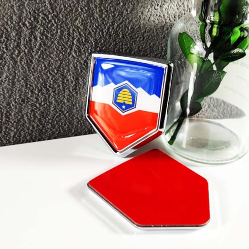 Image of Newperlite Utah Flag Decal Sticker Car Emblem Utah Flag Car Decoration Accessories Chrome Shield for Truck Vehicles Cars, 2 Pack