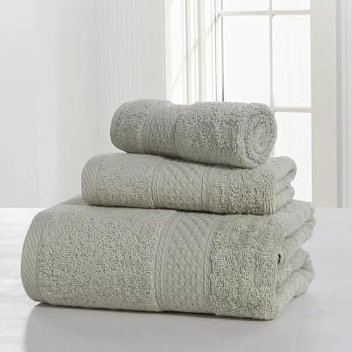 Genérico Juegos de Toallas de baño 3 Piezas. Set de baño. Toallas Algodon. Medidas 70x140 34x74 y 34x34 cm. Toalla de Cuerpo, Cabello o Manos y Facial. (Verde)