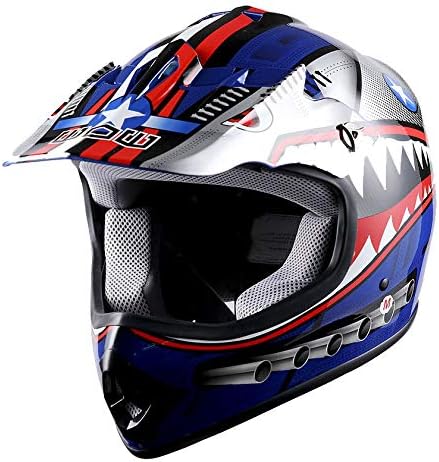 Miniatura 2 de WOW - Casco de motocross para niños y jóvenes, BMX, MX, ATV, motocicleta todoterreno, diseño de tiburón, color azul