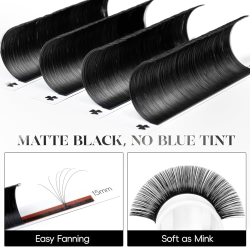 Befer Beauty Volume Lash Extensions 0.05D,Blooming Eyelash Extension Mix-8-15mm, Easy Fan Volume Lashes Fluffy Soft, D Curl Matte Black Self Fanning Lash Extension Professional Eyelash Extensions - Image 4