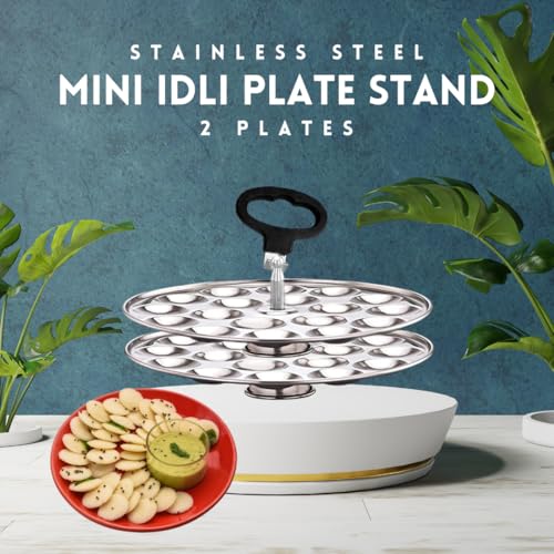 Image of Stainless Steel Mini Idli Maker | Mini Idli Stand | Small Idli Maker With Rod and Lifter (2 Plates - 36 Idlies) Fits in all Idli cooker