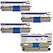 OKIdata 44469802 High Yield Black with 44469703, 44469702, 44469701 Standard Yield Color Toner Cartridge Set
