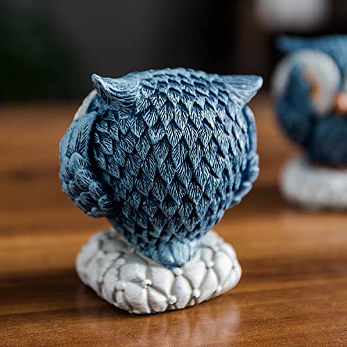 Awnr 3 Pcs Blue Owl Decor For Home Decor Accents, Owl Statue For Cute Shelf Decor Accents Living Room Bookshelf Decorations, Decorative Objects For Mantel Or Desk, Owl Sculpture For Owl Lover Gifts #TOP7