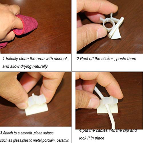 30 Pieces White Cable Clips Viaky Adjustable Self-Adhesive Nylon Wire Clips Cable Management Drop Wire Holder #TOP5