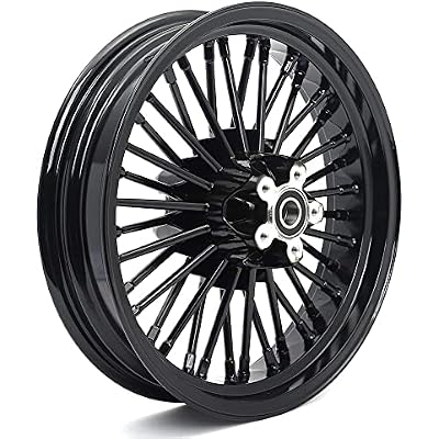 TOFR 21x3.5 16x3.5 Black Front Rear Wheels Rims 36 Fat King Spokes Tubeless For Harley Touring 2000-2007 FLHR Road King FLHX Street Glide Road Glide FLHTC Electra Glide 2001 2002 2003 2004 2005 2006