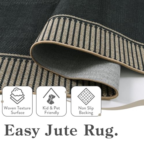 Tapete negro Moynesa Easy Jute 5x7 lavado fácil miniatura 6