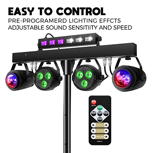 Telbum DJ Lights Package with Bag, DJ Light for Parties with Stand Sound Activated, DMX & Remote Control, Portable Gig Bar Lights LED Stage Lighting System for Band, Booth, Wedding, Events, Shows by Telbum - Image 5