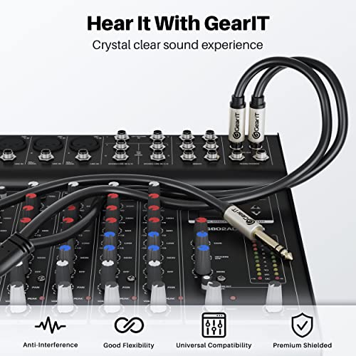 Gearit 1/4 Inch Trs Stereo To Dual 1/4 Inch Y-Splitter Insert Cable (15Ft) 1/4 Inch Male Jack To Dual 1/4Inch(6.35Mm) Male Ts Mono Breakout Cable Audio Patch Quarter Inch Cord - 15 Feet #TOP5