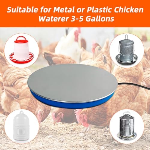 Heated Poultry Waterer, Thermostatically Controlled Heated Chicken Waterer, All in One Heated Chicken Waterer Heated Poultry Fountain with Leg Support Constant Temperature (9.8in Heater) — view 6