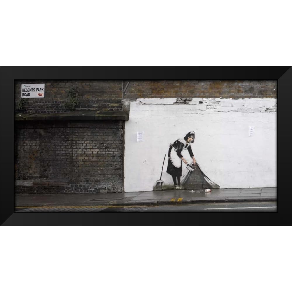 ArtDirect Anonymous 24x14 Black Modern Framed Art Print Titled: Regents Park Rd Camden London-graffiti attributed to Banksy