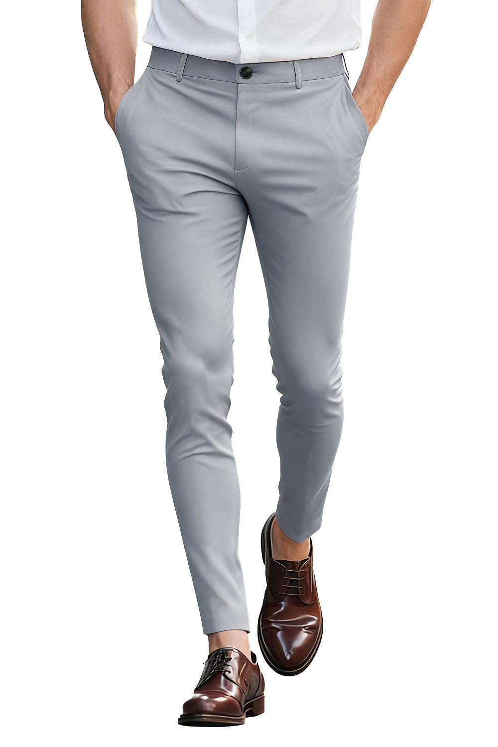 GINGTTO Herren Chino Hose Skinny Stretch Flat-Front Smart Stoffhose | Super Stretchy,Flat Front Chino,Suitable for Business,Weddings,Golf