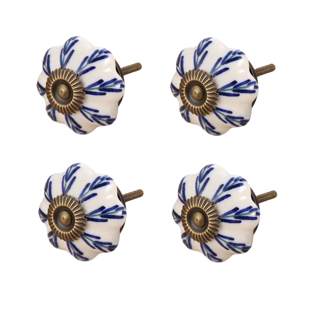 ENmrfvkz Ceramic Cupboard Drawer Handle Knobs, Ceramic Cupboard Drawer Handle Knobs and Door Pull Handles Multicolor 40mm 4 Pack(Blue Willow)