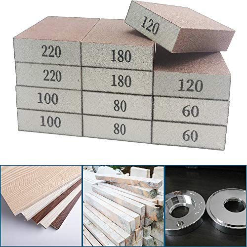 12 Pack Sanding Sponges,Coarse Fine Sanding Blocks in 60/80/100/120/180/220 Grits,Sand Foam Sandpaper for Metal,Wood Polish,Pot Brush,Washable and Reusable