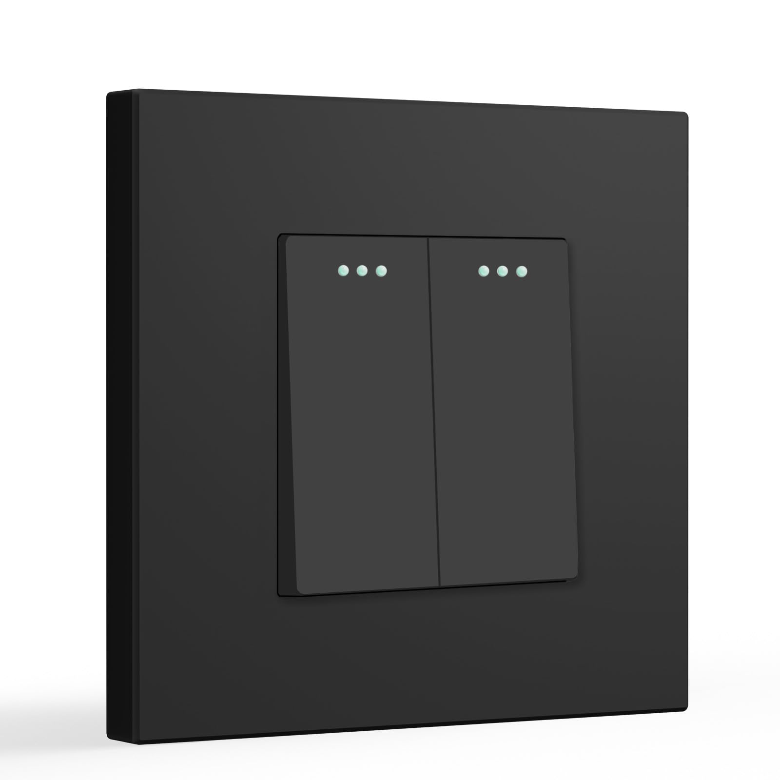 BSEED Light Switch 2 Gang 2 Way, Single Wall Light Switch with LED Indicator, No Neutral Wire Required, PC Mechanical Toggle Lightswitch, 10A, Black