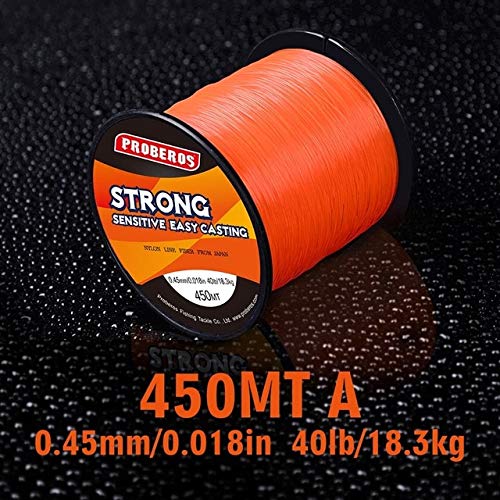 1PC Nylon Line 450M500M Orange Fishing Line 2kg18.3KG Monofilament