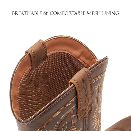 Image of SUREWAY Western Boots For Men - Mens Square Toe Cowboy Boot, Oil /Slip Resistant, Durable Fashionable Classic Pull on 10 Inch Mid-Calf Wellington Boots