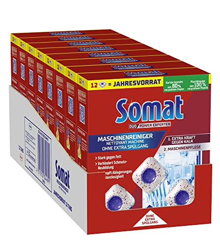 Somat Maschinenreiniger Tabs Anti-Kalk (7x12 WL), Spülmaschinenreiniger für monatlichen Gebrauch, Reinigungs-Tabs für die Spülmaschine...