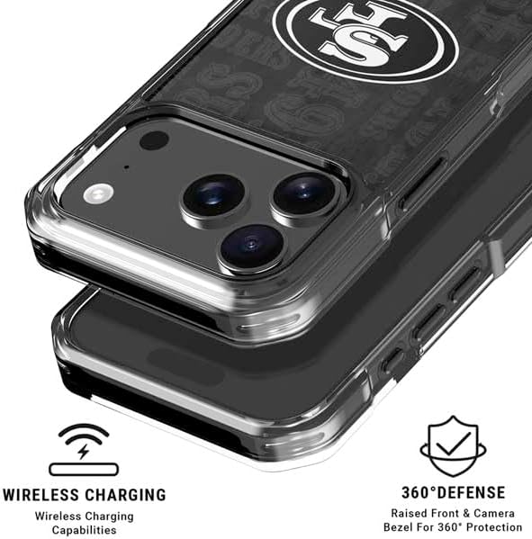 Skinit Clear Phone Case Compatible with iPhone 17 Pro Max - Officially Licensed NFL San Franciso 49ers Black & White Design