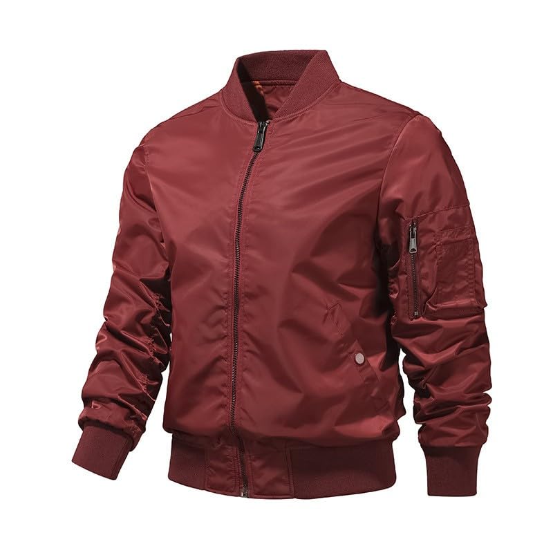 Blouson bomber d'hiver homme rouge 4XL veste de vol style Ma-1 chaude et robuste