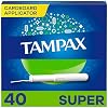 Tampax Cardboard Tampons for Women Super Absorbency, Anti-Slip Grip, LeakGuard Skirt, Unscented, 40 Count