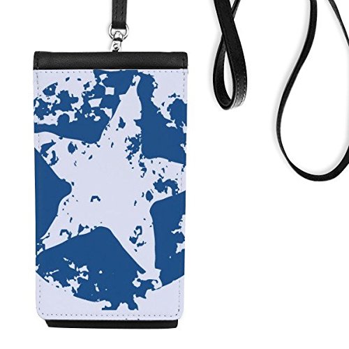 Téléphone portable suspendu en sécurité dans ce porte-monnaie de cou noir et bleu