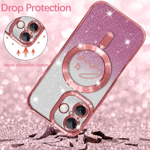 Image of ZIYE Magnetic Case Designed for iPhone 17 Glitter Case-Pink