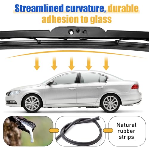 Image of BBTO 16 Pack Wiper Blades 24 Inch Silicone Windshield Wipers | All Season, Durable, Automotive Replacement Wiper Blades, Driver Passenger Side Compatible, for Car Front Windshield U /J Hook