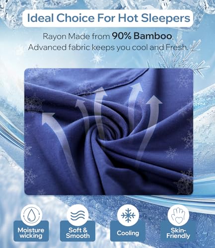 BAMBOO COOL Mens Pajama Set Summer Cooling Pjs Button Down Shirts Short Sleeves, Lightweight Loungewear Pijama with Pockets2