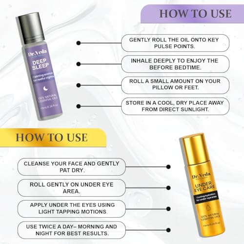 Image of Under Eye Care Roll-On & Deep Sleep Roll-On Combo - Dark Circle Repair, Puffiness Relief & Restful Sleep Support - Under Eye 10 ml + Sleep Roll-On 10 ml (Pack of 2)