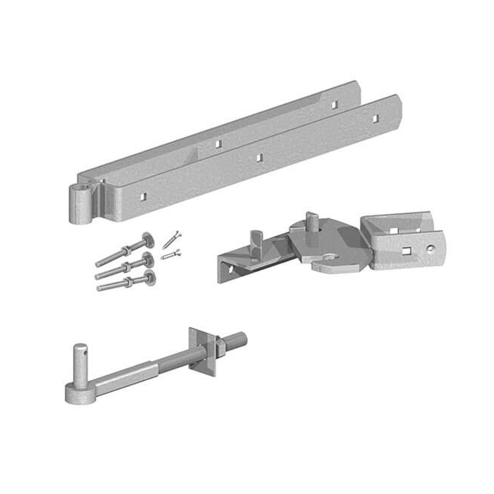 Gatemate Galvanised Field Gate Self-Closing/Rising 180 Degrees Hinge Set With Rocker Plate