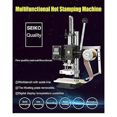 220V Hot Foil Stamping Machine Leather Wood Paper Branding Logo Marking Machine Leather Embossing Machine with Foil Holder (Hot Press Plate: 8x10cm)