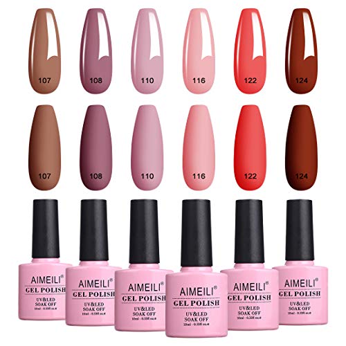 AIMEILI Valentine's Day Gel Nail Polish Set, Natural Skin Tone Nude Pink Color Gel Polish Soak Off Nail Gel Kit Gifts for Mother's Day Set Of 6pcs X 10ml - Kit Set 30