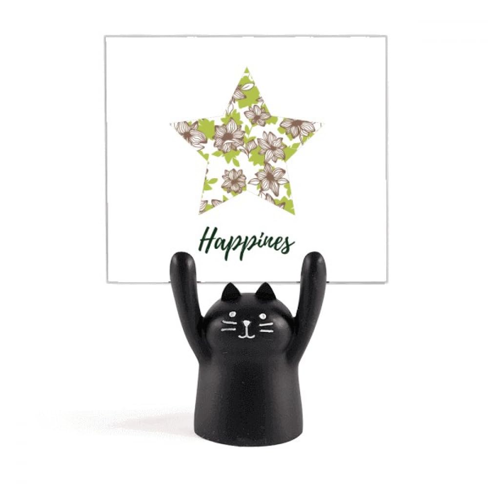 Porte-mémo chat noir support de notes fleurs marron clair original