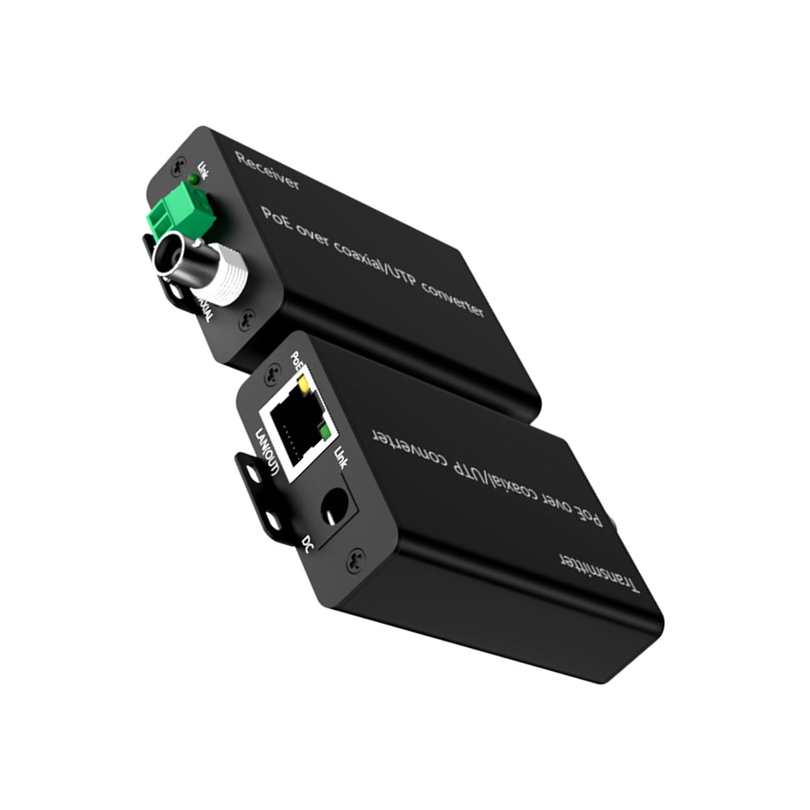 1 Metall PoE Koaxial Extender, 500 m Datenkonverter für Überwachungskameras und Netzwerkgeräte, Power Over Ethernet Netzwerk Extender