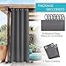 RYB HOME Extra Wide Outdoor Curtains Windproof, Blackout Waterproof Privacy Outside Curtains for Patio Pergola Pool Hut Screen Porch Outside Deck, W 105 x L 96 inch, Grey, 2 Panels