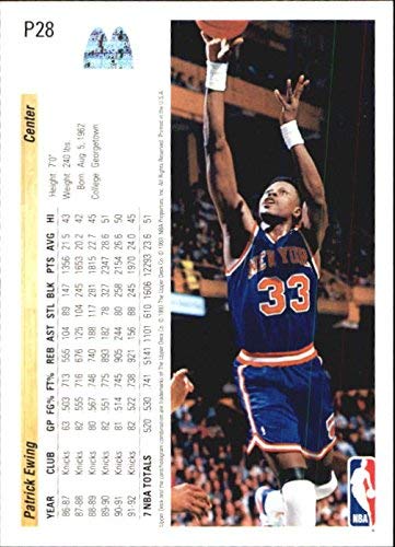 Amazon.com: 1992-93 Upper Deck McDonald's #P28 Patrick Ewing NBA