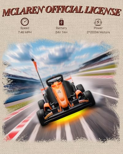 First Ride On Licensed McLaren Electric Go Kart for Kids, 24V 7AH Electric Drift Kart Car with Adjustable Seat, 7.5 MPH  - Additional View