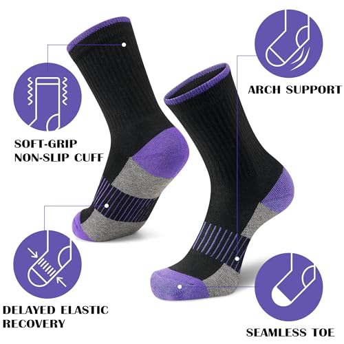 Image of Gonii Women Socks Hiking Running Thick Cushion Athletic Crew Socks 5-Pair