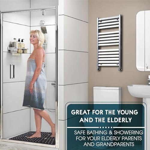 Image of ENKOSI Large Square Shower Mat - 27x27 inch Non Slip Shower Mats - Green Shower Mats for Showers Anti Slip - Shower Non Slip Mat - Shower Mat with Drain Hole - Square Bathroom Mat (Clear Green 27x27)