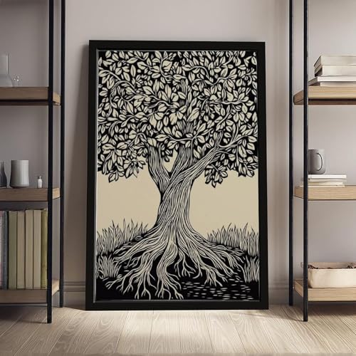Arbre de vie impression murale minimaliste pour petits espaces