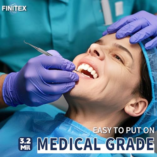 Image of FINITEX Ice Blue Nitrile Exam Gloves - Powder-free, 1000 PCS Medical & Home Cleaning Gloves
