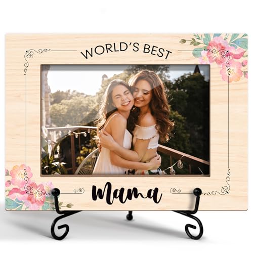 Mom Picture Frame, Mom Gifts Birthday Gifts for Women Mama Mother Wife, Wooden Picture Frame with Stand, 4